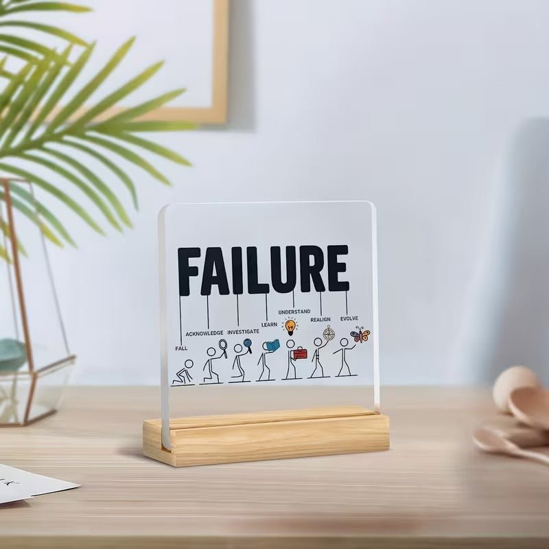 FAILURE Growth Mindset Acrylic Plaque with Wooden Stand - TuragStudio