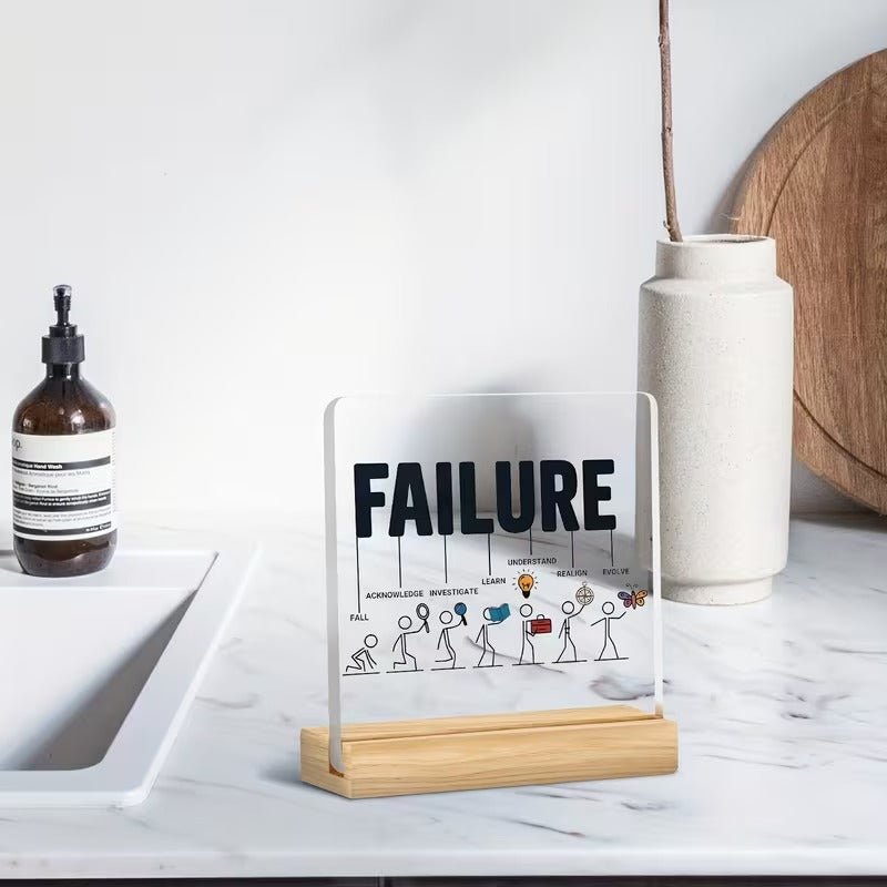 FAILURE Growth Mindset Acrylic Plaque with Wooden Stand - TuragStudio