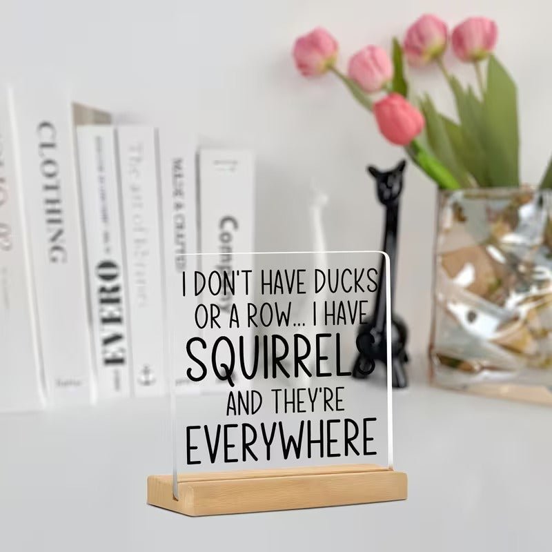 I Don't Have Ducks, I Have Squirrels – Funny Acrylic Desk Sign - TuragStudio