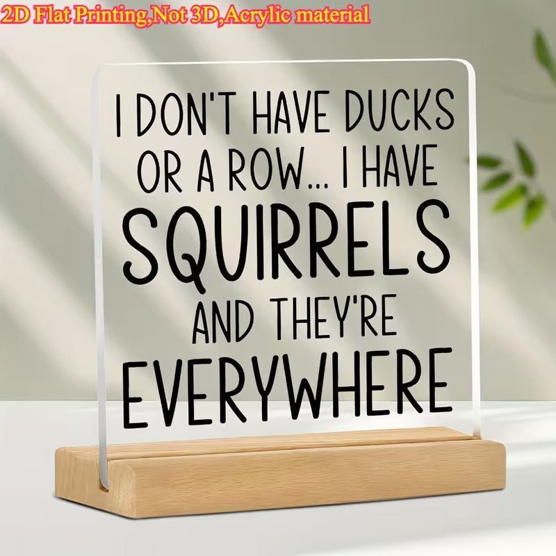 I Don't Have Ducks, I Have Squirrels – Funny Acrylic Desk Sign - TuragStudio
