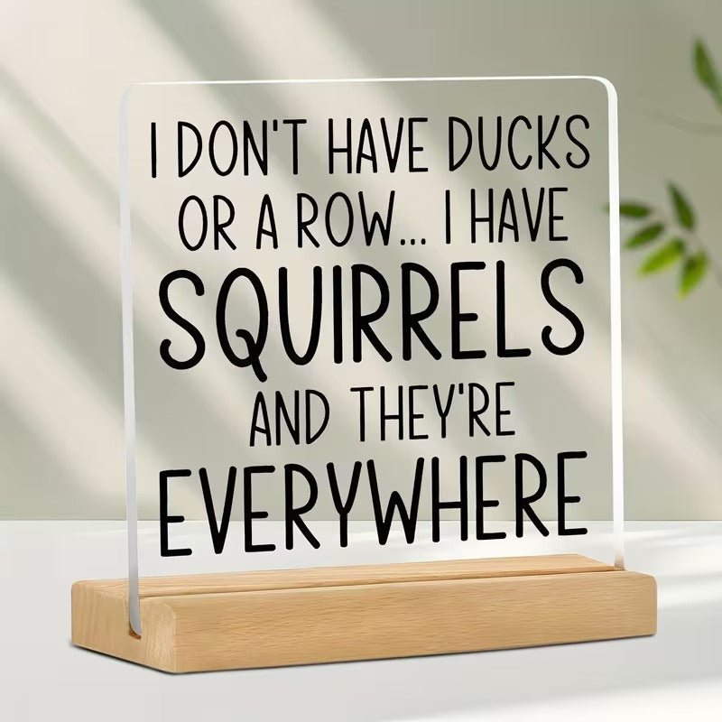I Don't Have Ducks, I Have Squirrels – Funny Acrylic Desk Sign - TuragStudio