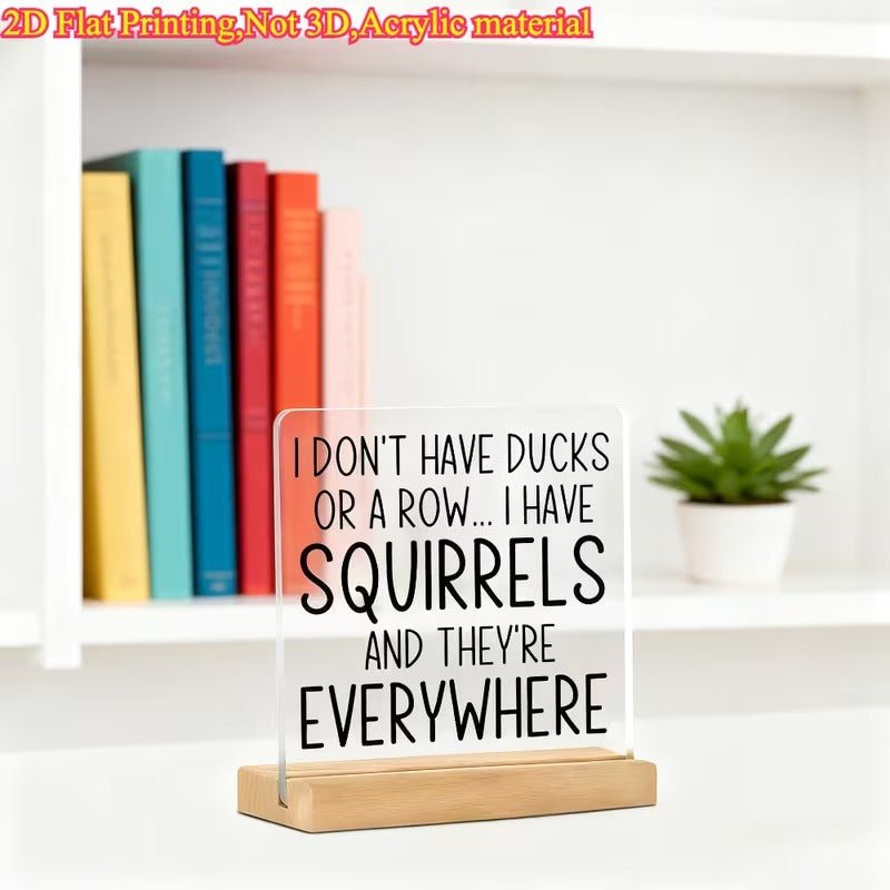 I Don't Have Ducks, I Have Squirrels – Funny Acrylic Desk Sign - TuragStudio