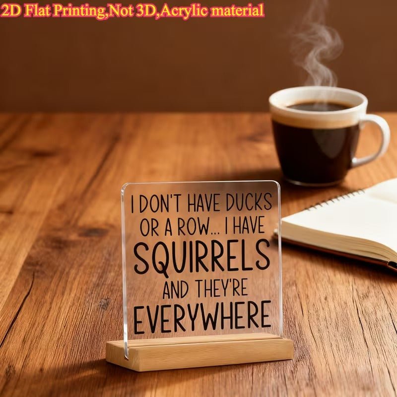 I Don't Have Ducks, I Have Squirrels – Funny Acrylic Desk Sign - TuragStudio