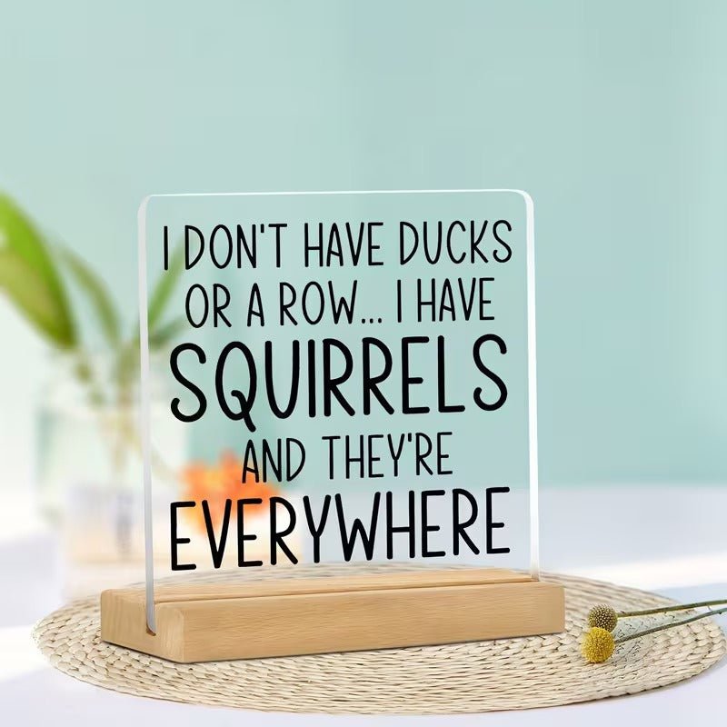 I Don't Have Ducks, I Have Squirrels – Funny Acrylic Desk Sign - TuragStudio