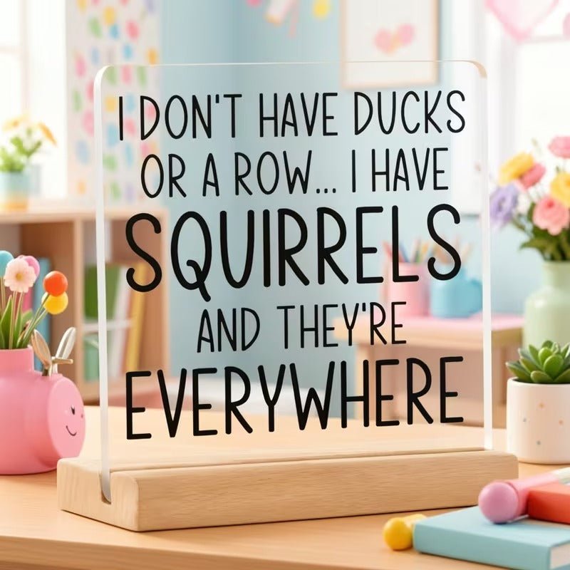 I Don't Have Ducks, I Have Squirrels – Funny Acrylic Desk Sign - TuragStudio