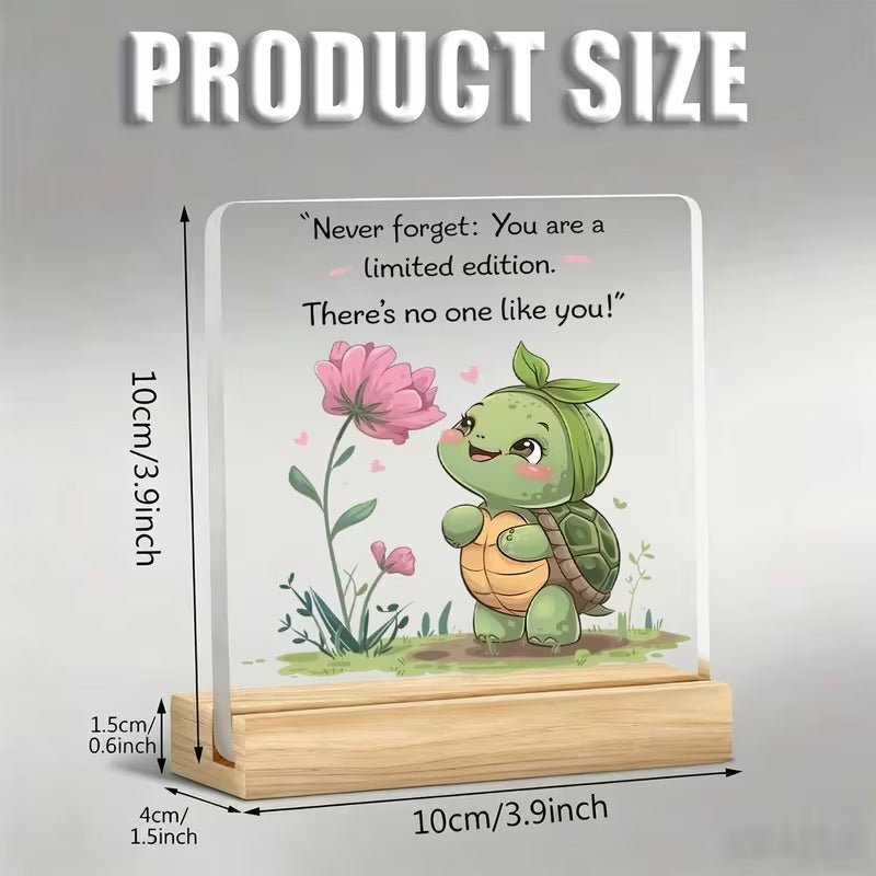 If No One Told You Today – Cartoon Turtle Motivational Acrylic Desk Plaque - TuragStudio