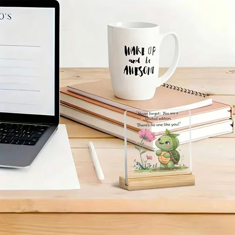 If No One Told You Today – Cartoon Turtle Motivational Acrylic Desk Plaque - TuragStudio