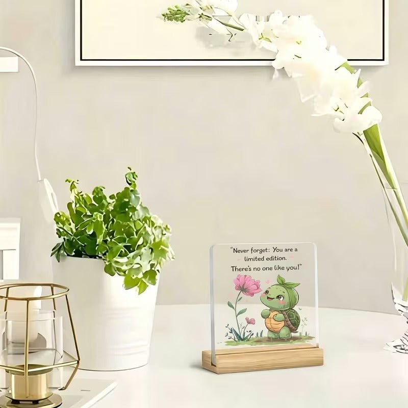 If No One Told You Today – Cartoon Turtle Motivational Acrylic Desk Plaque - TuragStudio