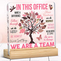In This Office We Are A Team Pink Tree Acrylic Desk Plaque – Office Teamwork Decor - TuragStudio
