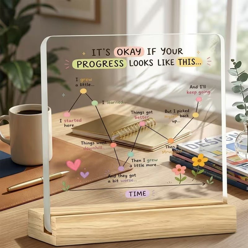 It's Okay If Your Progress Looks Like This – Motivational Journey Acrylic Sign - TuragStudio