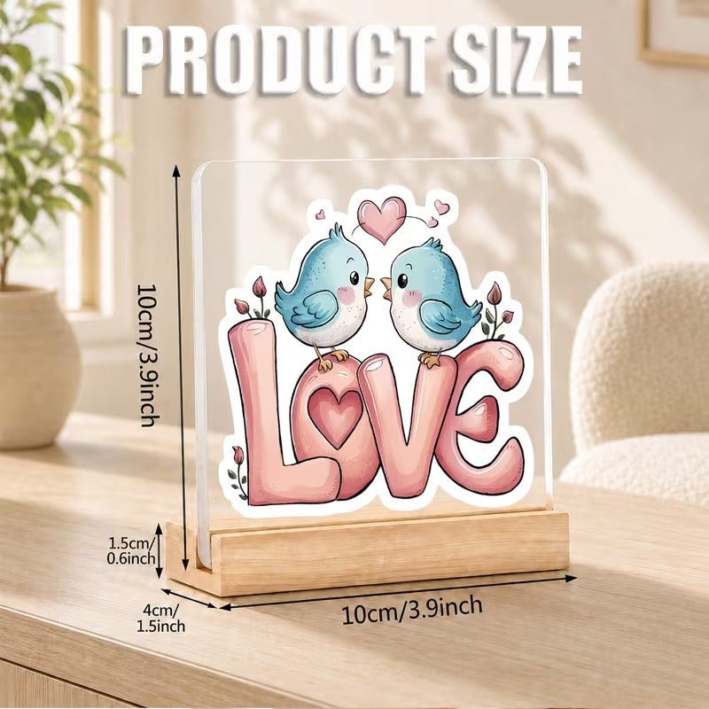 LOVE Birds Acrylic Desk Decor – Cute Valentine Sign - TuragStudio
