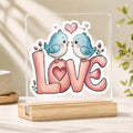 LOVE Birds Acrylic Desk Decor – Cute Valentine Sign - TuragStudio