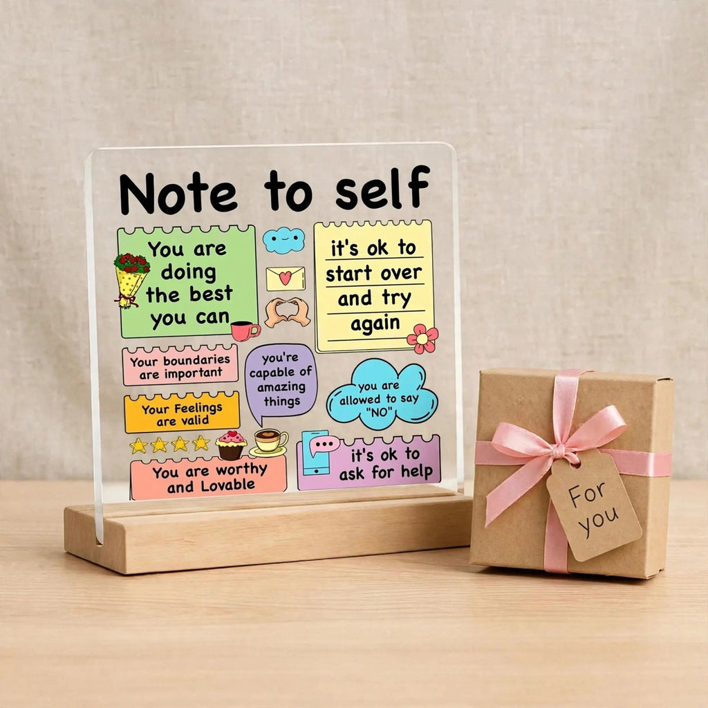 Note to Self Motivational Acrylic Desk Sign – Office Decor Gift - TuragStudio