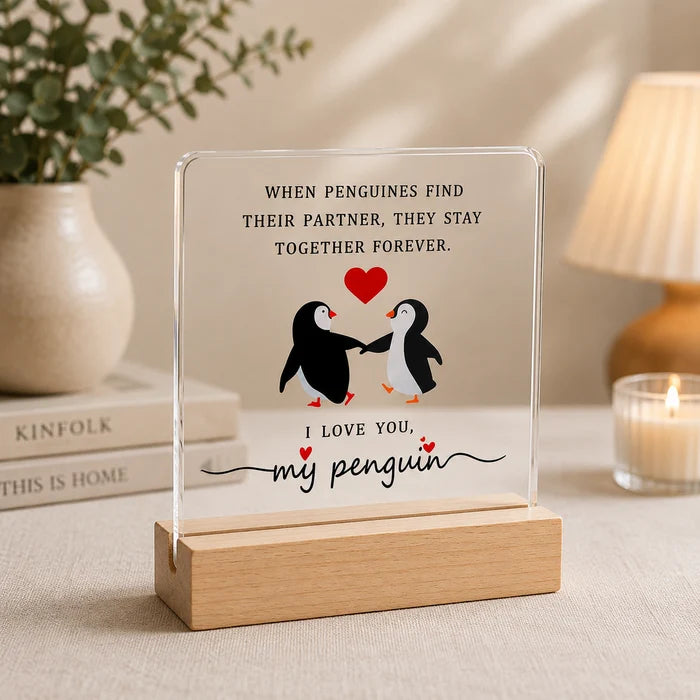 When Penguins Find Their Partner Acrylic Desk Plaque