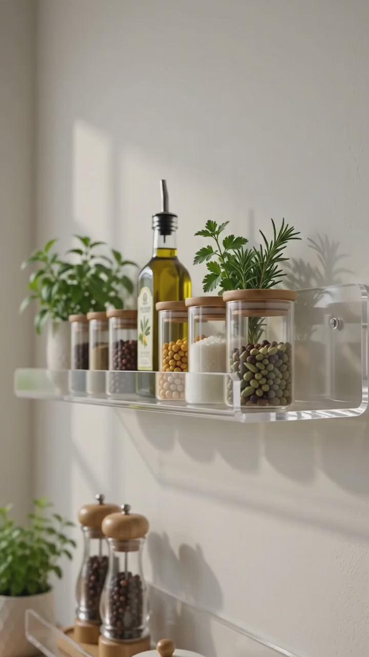 Acrylic Floating Wall Shelves – Heavy Duty Display Shelf for Home, Kitchen & Living Room | Turag