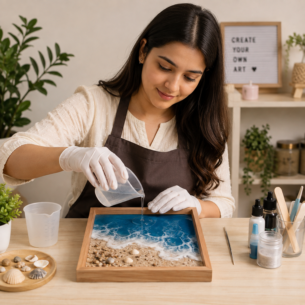 Teak Wood Resin Art Frame Board | DIY Resin, Photo & Craft Display Tray
