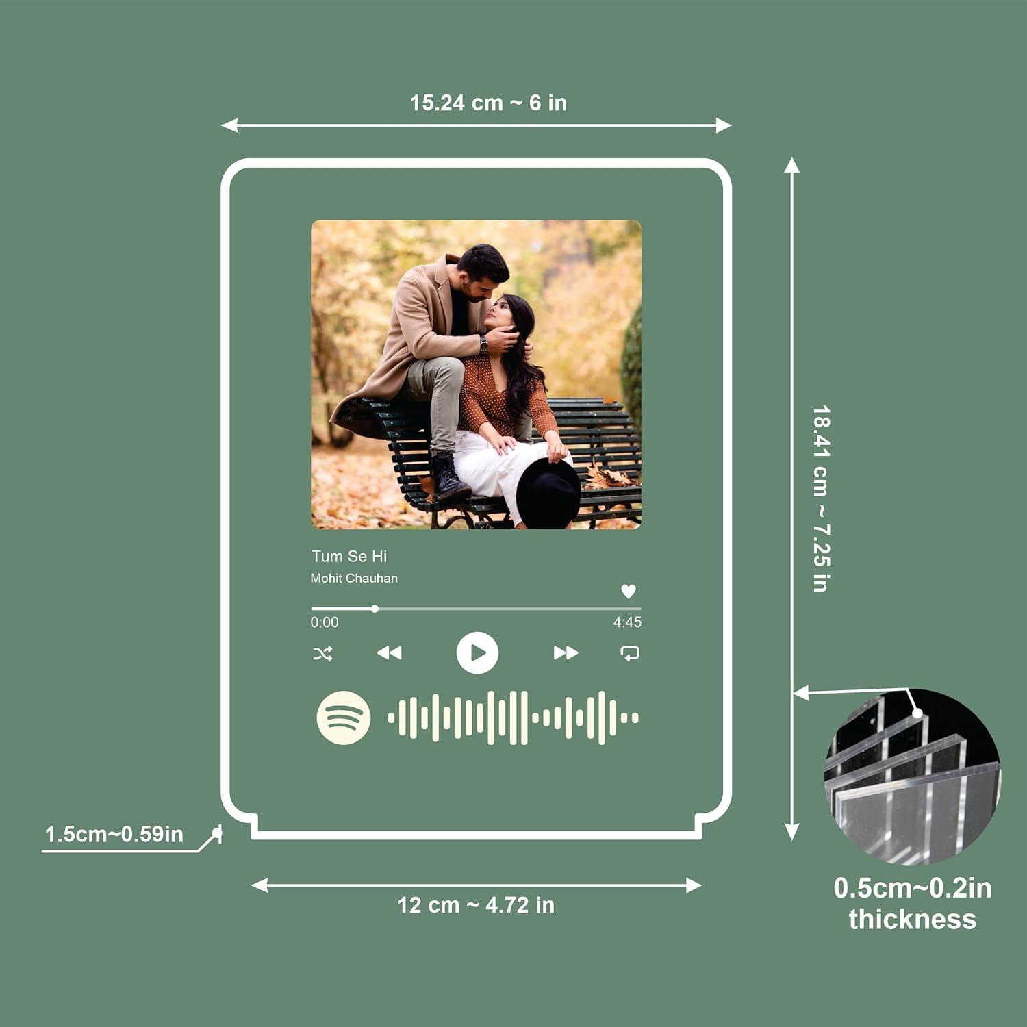 Personalized Spotify Photo Frame with LED Light – Custom Acrylic Music Plaque