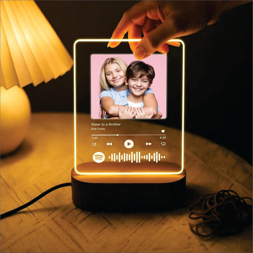 Personalized Spotify Photo Frame with LED Light – Custom Acrylic Music Plaque