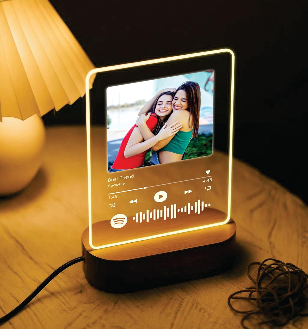 Personalized Spotify Photo Frame with LED Light – Custom Acrylic Music Plaque