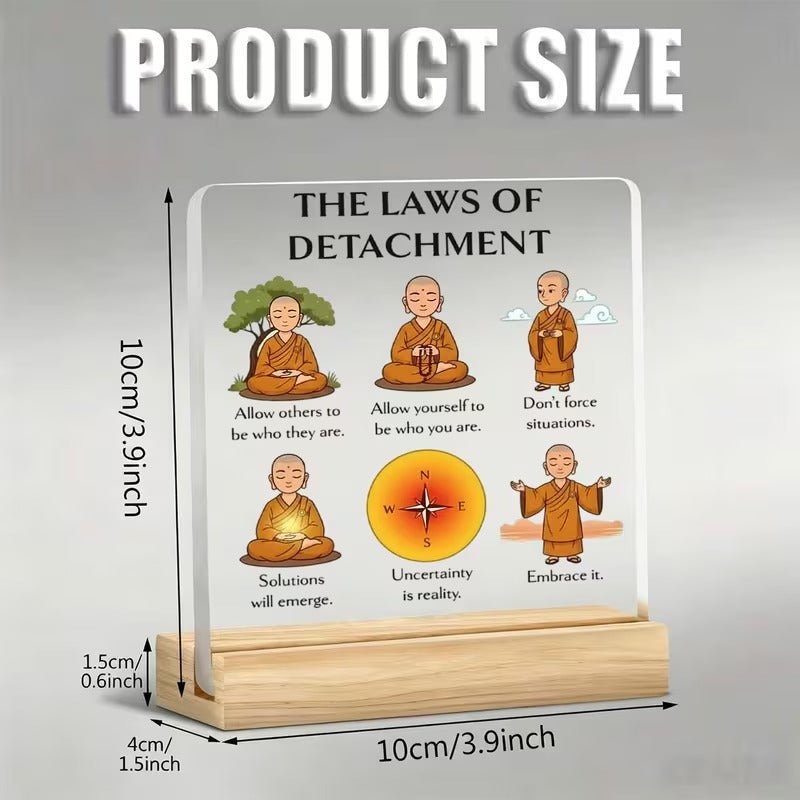 The Laws of Detachment – Zen Monk Acrylic Desk Plaque - TuragStudio