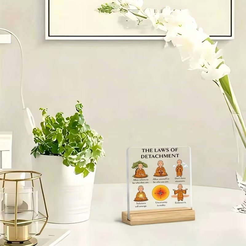 The Laws of Detachment – Zen Monk Acrylic Desk Plaque - TuragStudio