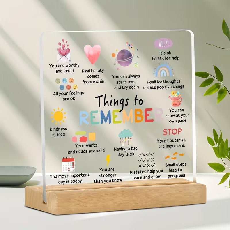 Things to Remember – Mental Health Reminder Acrylic Desk Sign - TuragStudio