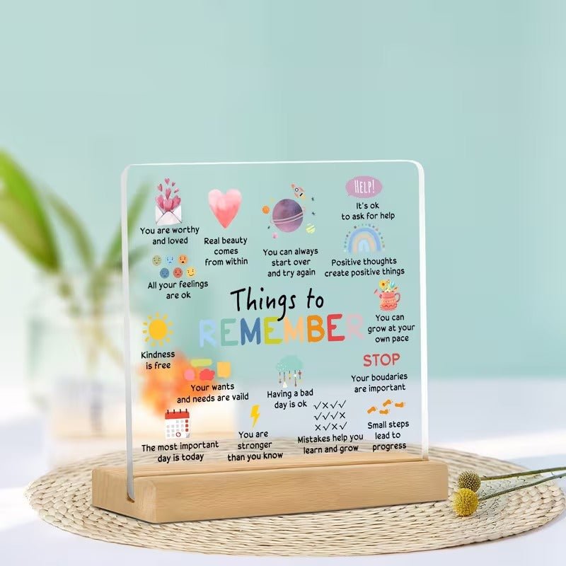 Things to Remember – Mental Health Reminder Acrylic Desk Sign - TuragStudio
