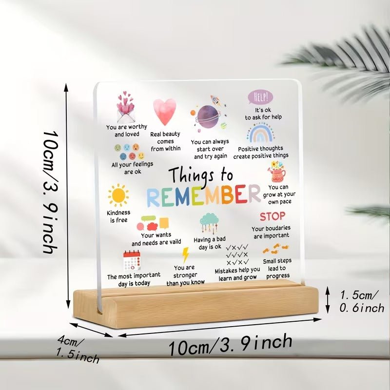 Things to Remember – Mental Health Reminder Acrylic Desk Sign - TuragStudio
