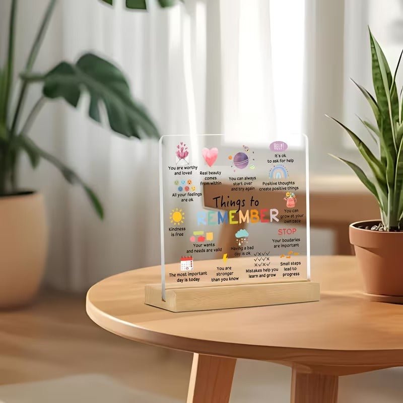Things to Remember – Mental Health Reminder Acrylic Desk Sign - TuragStudio