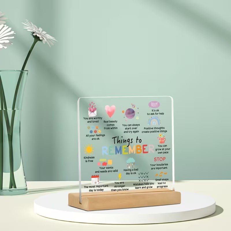 Things to Remember – Mental Health Reminder Acrylic Desk Sign - TuragStudio