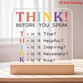 THINK Before You Speak – Mindful Communication Acrylic Desk Sign - TuragStudio