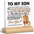 To My Son – Lion Message Inspirational Acrylic Desk Plaque - TuragStudio