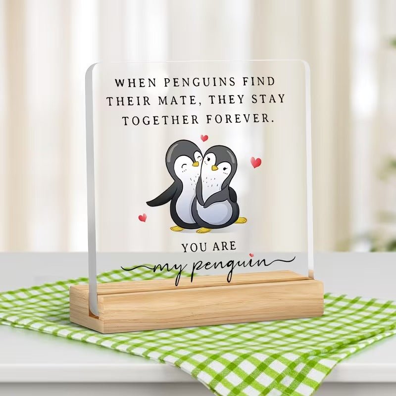When Penguins Find Their Mate – Love Acrylic Plaque for Couples - TuragStudio