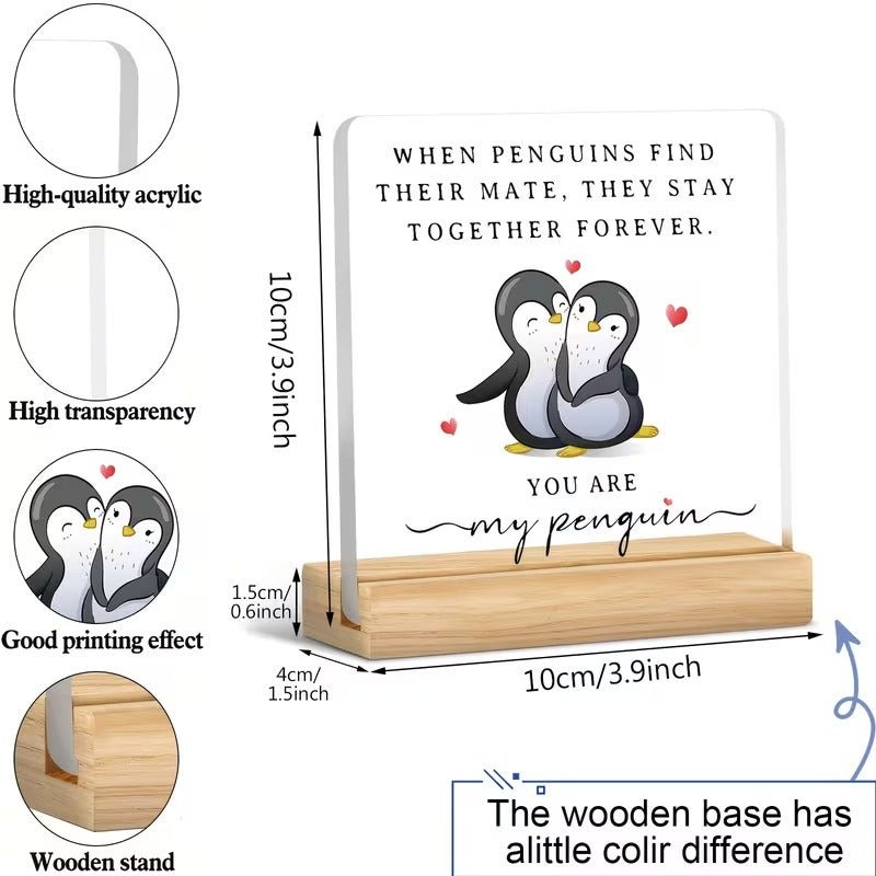 When Penguins Find Their Mate – Love Acrylic Plaque for Couples - TuragStudio