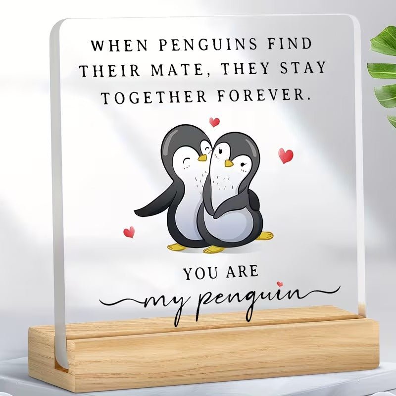 When Penguins Find Their Mate – Love Acrylic Plaque for Couples - TuragStudio