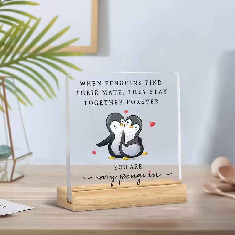 When Penguins Find Their Mate – Love Acrylic Plaque for Couples - TuragStudio