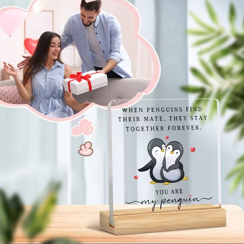 When Penguins Find Their Mate – Love Acrylic Plaque for Couples - TuragStudio